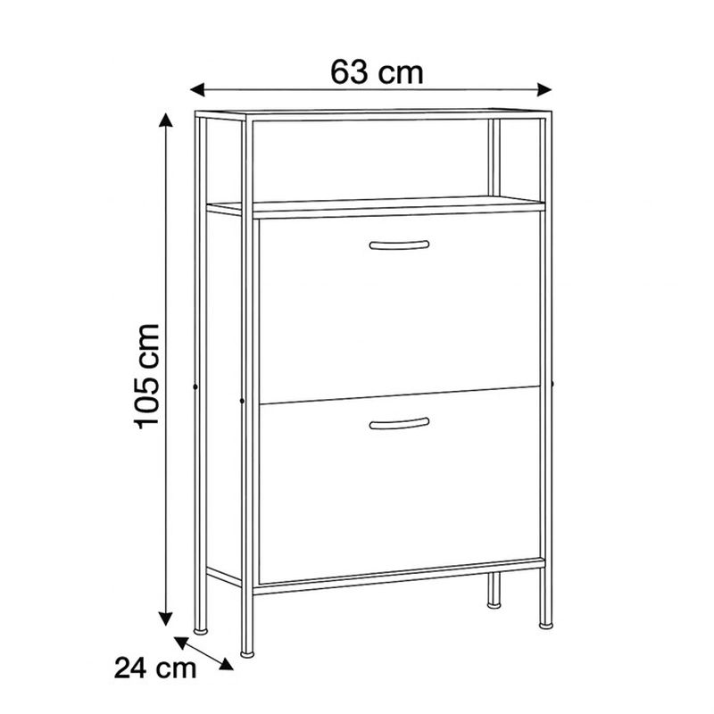 Botník, 63cm, MDF dub, kov, ABO-G1007 OAK