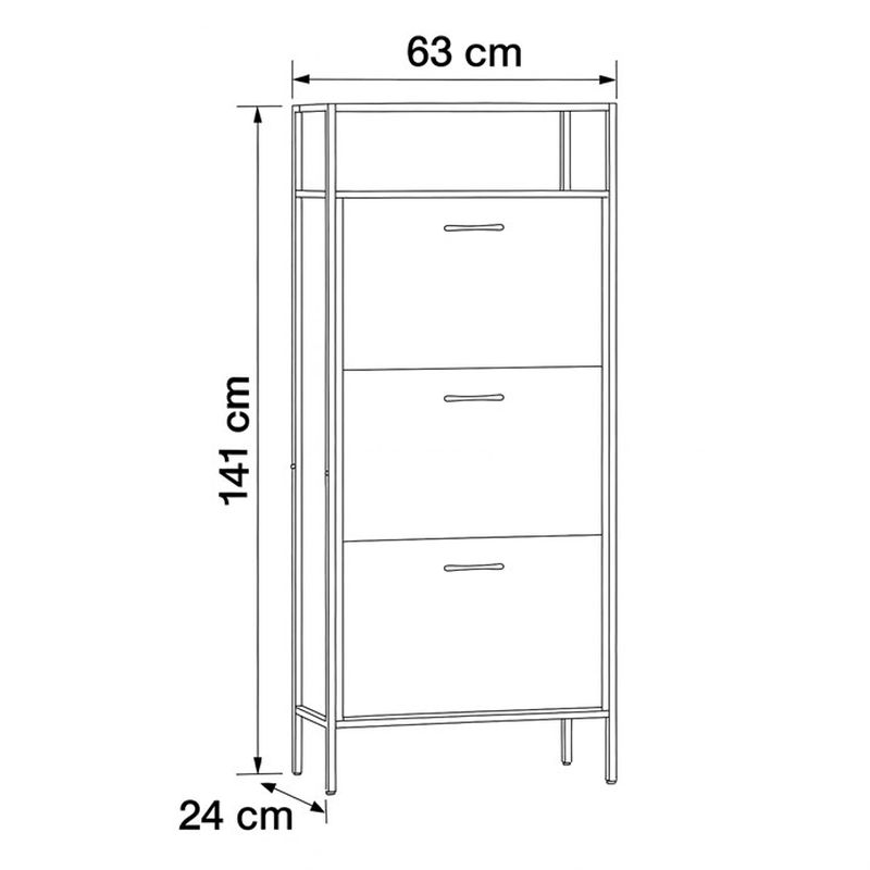 Botník, 63cm, MDF dub, kov, ABO-G1009 OAK