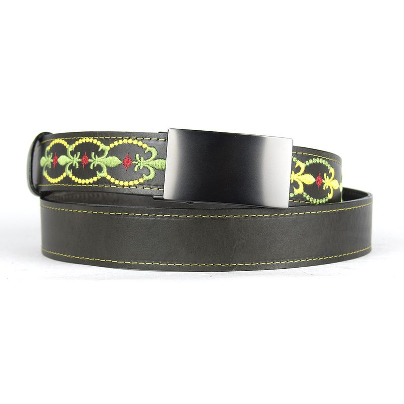 Kožený opasok s výšivkou, pracka s brzdou, 151cm, Limitovaná edícia 14