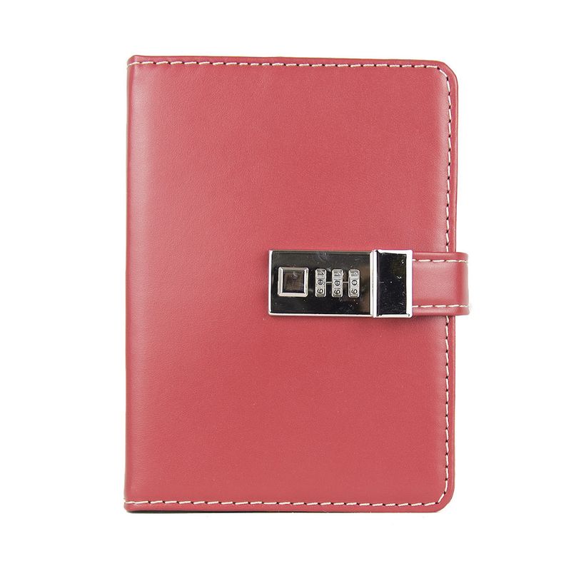 Kožený zápisník MIDDLE s číselným zámkom v červenej farbe