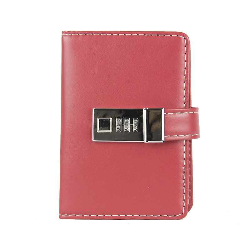 Kožený zápisník MINI s číselným zámkom v červenej farbe