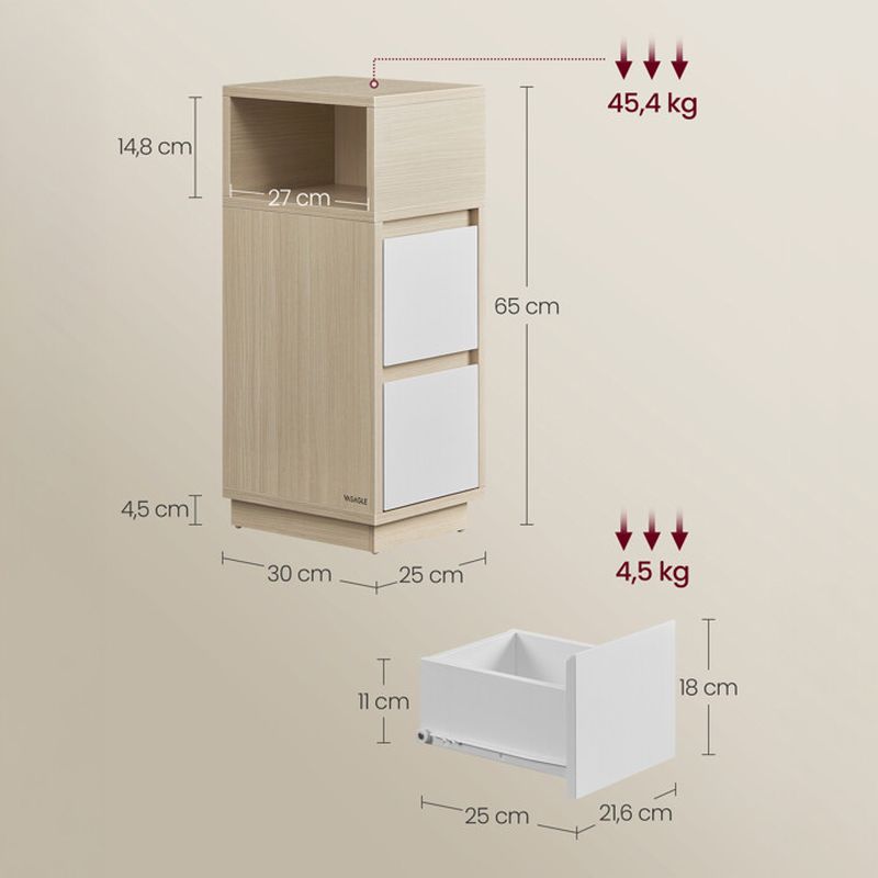 Odkladací-nočný stolík, 25cm, buk, biely, ANT-E1065 BUK