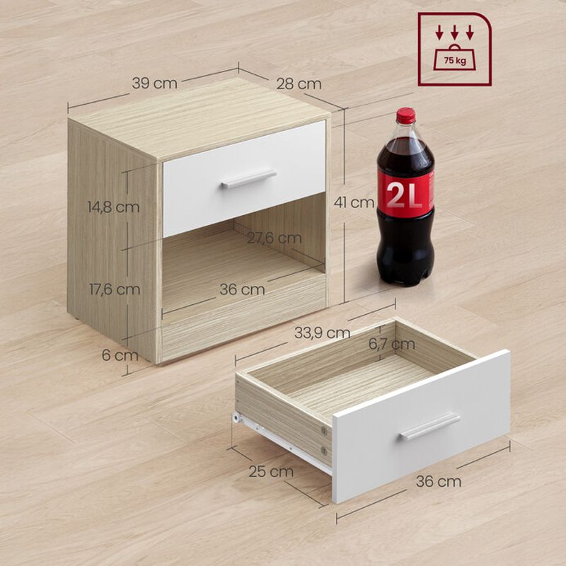 Nočný stolík, 2ks, 39cm, bielený dub, ANT-E1081 BUK