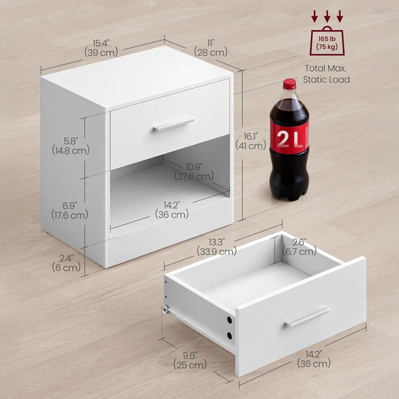 Nočný stolík, 2ks, 39cm, biely, ANT-E1081 WT