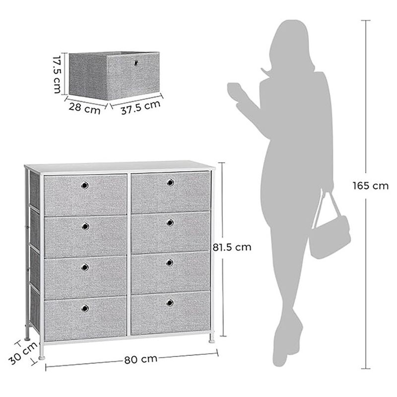 Komoda, 80cm, kov, sivá, AUK-E1024 GREY