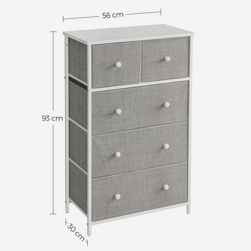 Komoda, 56cm, kov, sivá, AUK-E1051 GREY