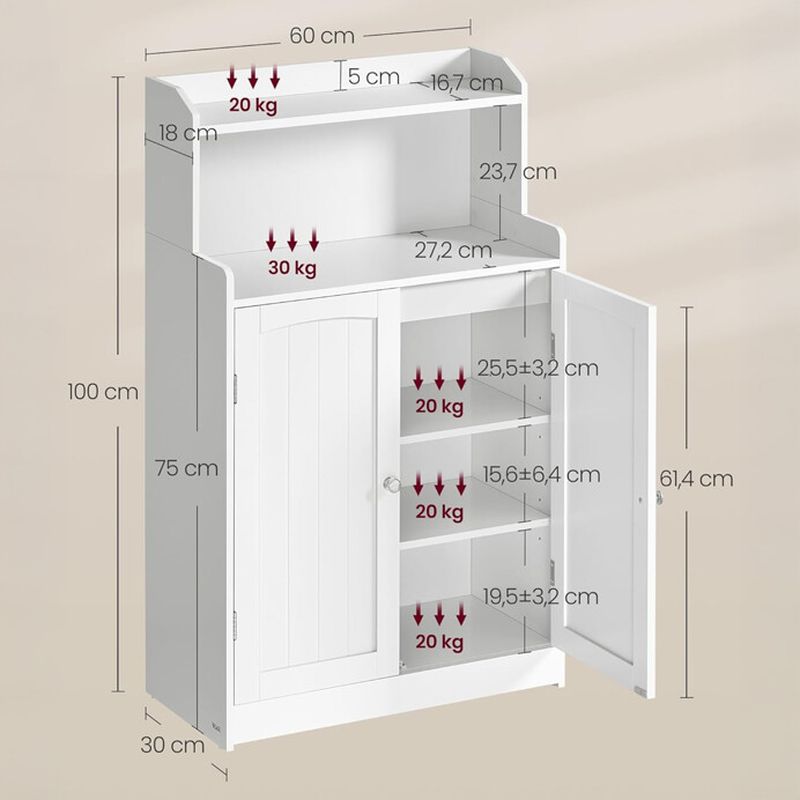 Kúpeľňová skrinka, 60cm, MDF biela, AUK-E1177 WT