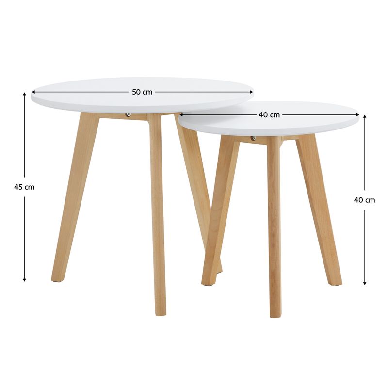 Sada 2 konferenčných stolíkov, 50x50cm, biely, buk, MALTO 2 NEW