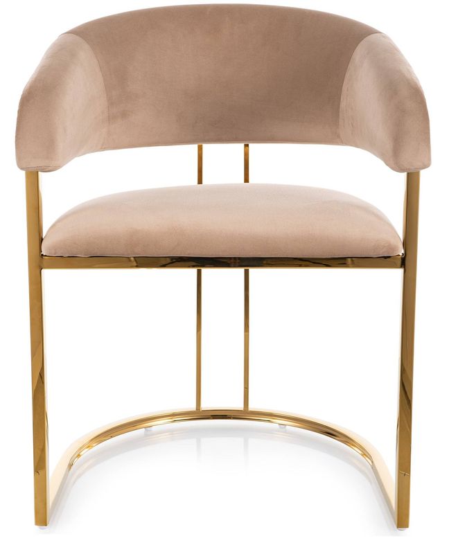 Jedálenská stolička, béžová látka, nohy gold chróm zlatý, TULIPE VELVET