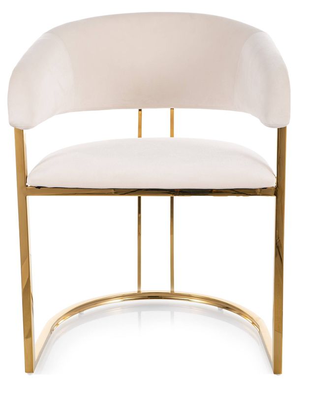 Jedálenská stolička, svetlobéžová látka, nohy gold chróm zlatý, TULIPE VELVET