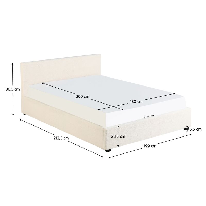 Manželská posteľ, 180x200, s roštom, biela, LUNELA