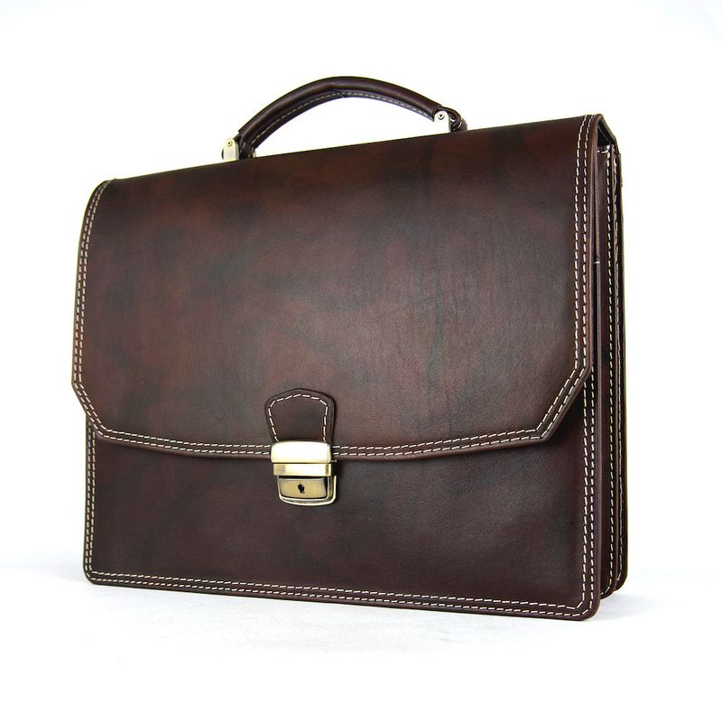 Kožená aktovka č.7897, ručne tamponovaná v tmavo hnedej farbe