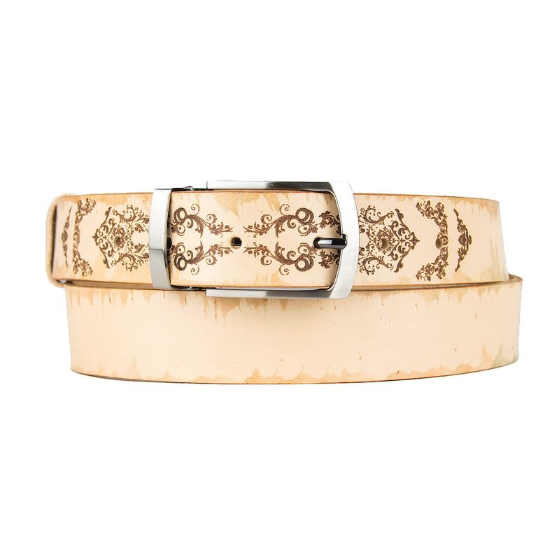 Maľovaný a gravírovaný kožený opasok - Ornament, 138cm, Limitovaná edícia 05