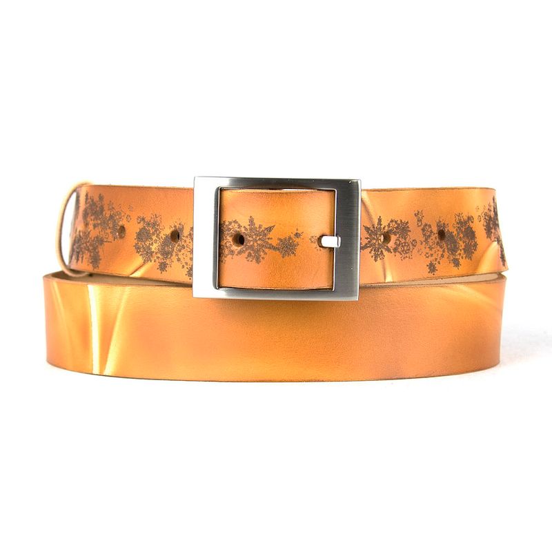 Maľovaný a gravírovaný kožený opasok - Vločky, 136cm, Limitovaná edícia 09