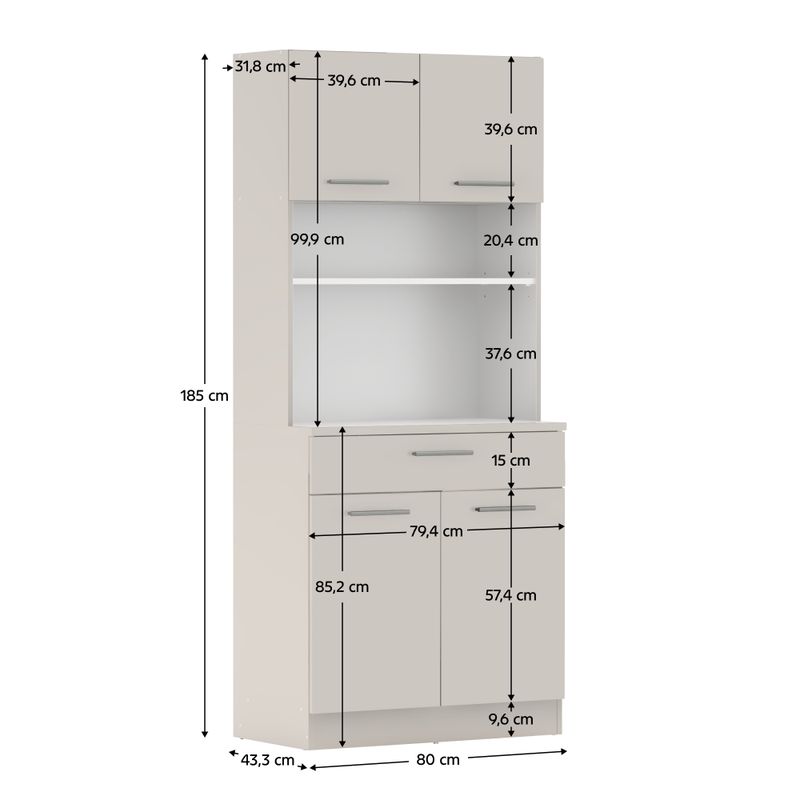 Štvordverový kredenc, 80cm, kašmír, DOMIS NEW
