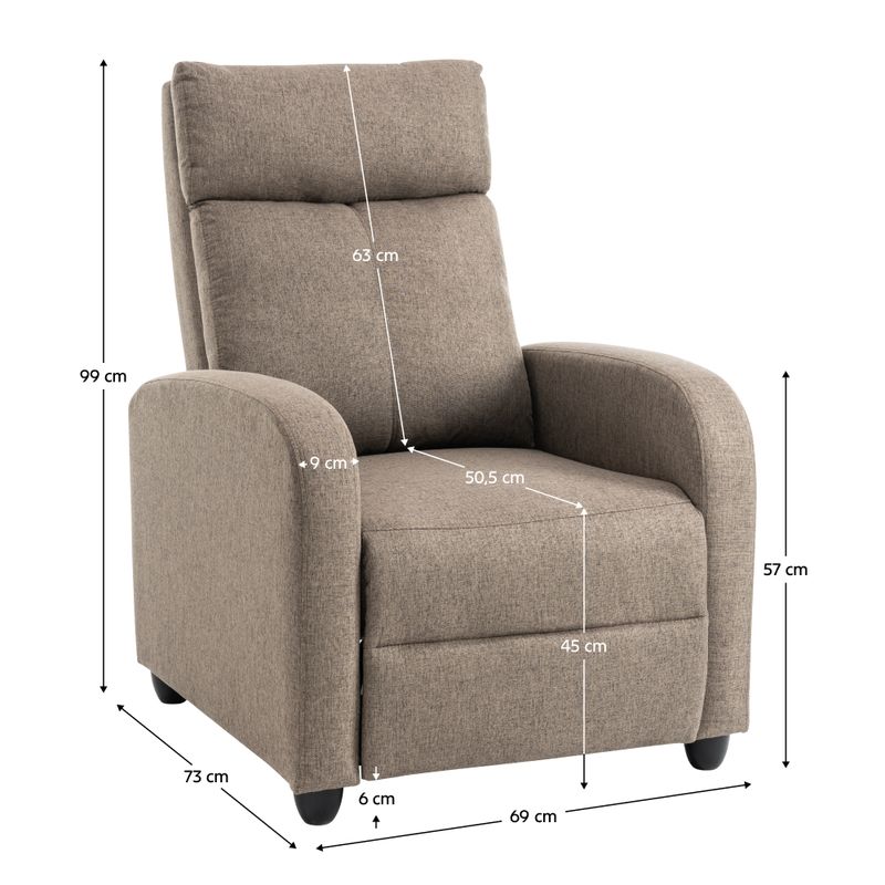 Relaxačné kreslo, hnedá látka, KRESO NEW - posledný kus