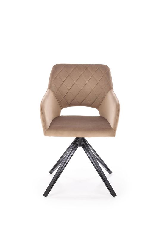 Jedálenská stolička, béžová látka, nohy kov čierny, K-535