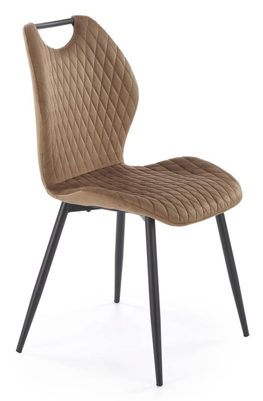 Jedálenská stolička, béžová látka, nohy kov čierny, K-569