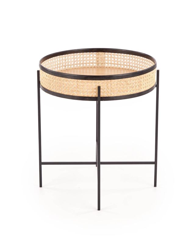 Konferenčný stolík, 50x50cm, čierny, rattan, LANIPA
