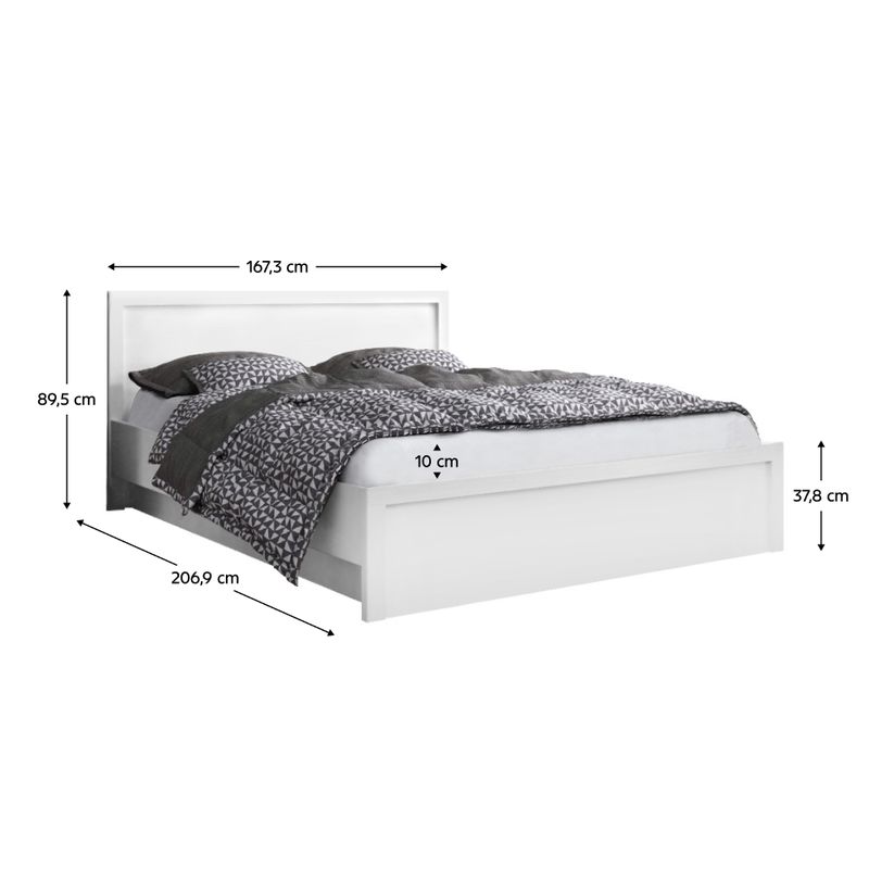 Manželská posteľ, 160x200, s roštom, biela, JESI NEW