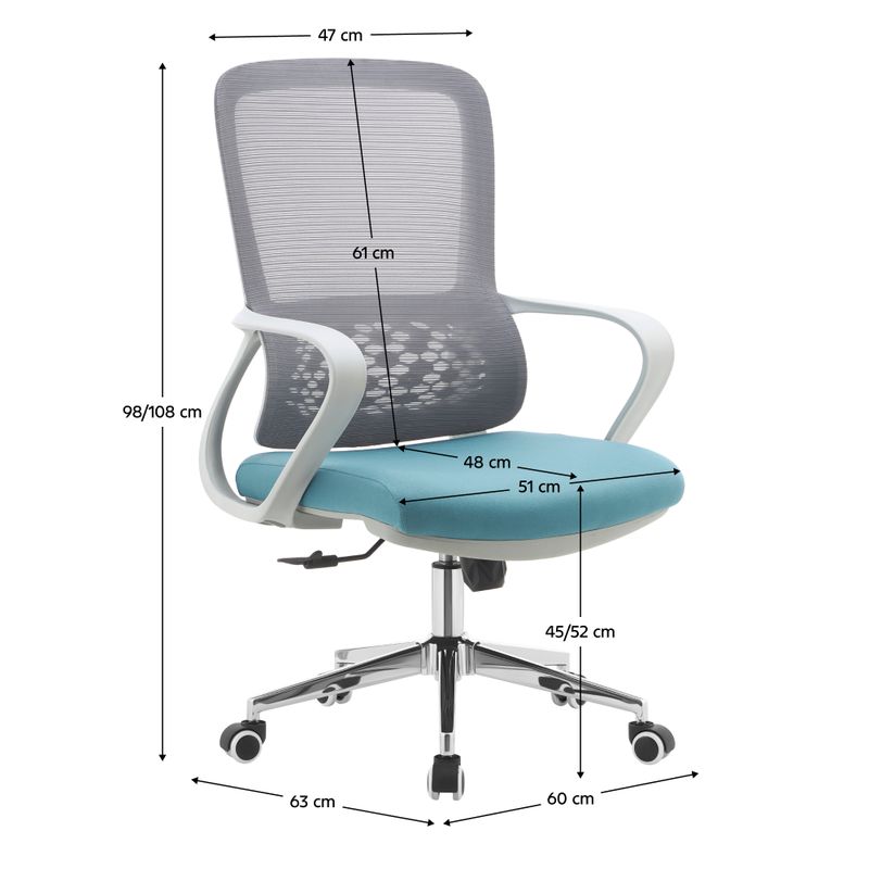 Kancelárske stolička, sivá sieťovina, modrá látka, FOSTER TYP 2