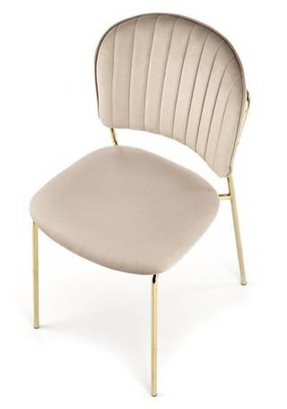 Jedálenská stolička, béžová látka, nohy gold chróm zlatý, K-499