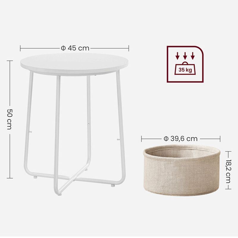 Odkladací stolík 45x45cm, MDF biela, AKF-E1023 WT