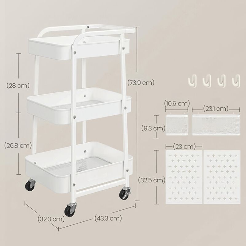 Pojazdný úložný vozík, 43cm, biely, APV-E1037 WT