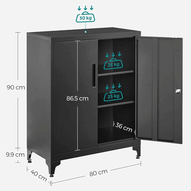 Komoda 80x40x90cm, kov, čierna, AUS-E1113 BK