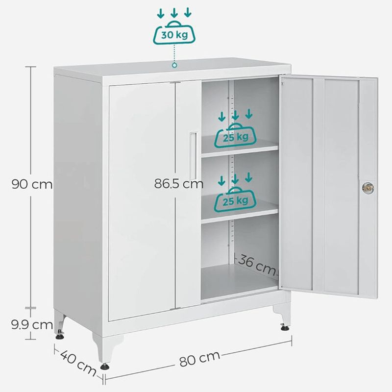 Komoda 80x40x90cm, kov, biela, AUS-E1113 WT
