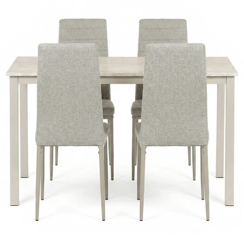 Jedálenský set 1+4, 110x70cm, MDF, travertín, látka krémová, ASE-1039 CRM2