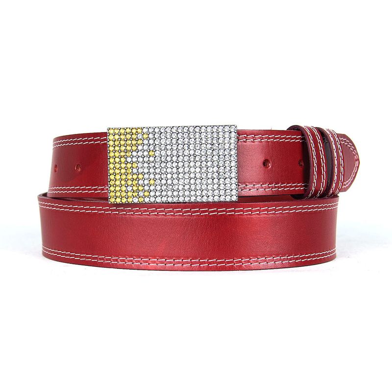 Unikátny bordový opasok z pravej kože SWAROVSKI YELLOW, Ručná výroba na Slovensku