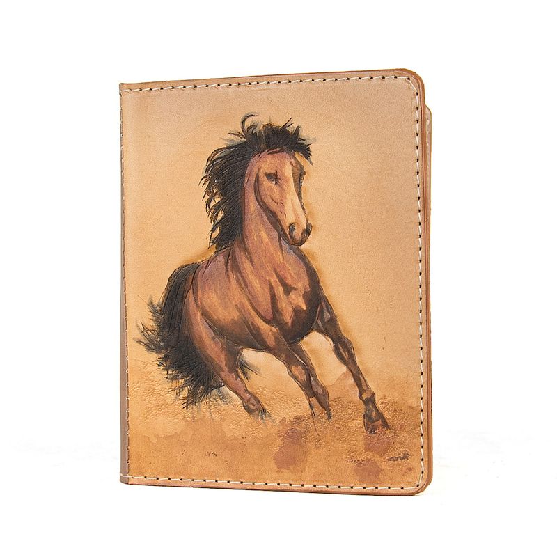 Ručne tvarovaný, vyklepávaný reliéfny kožený zápisník – Cválajúci kôň