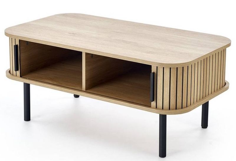 Konferenčný stolík, 90x50cm, čierny, dub natural, ANGELINA