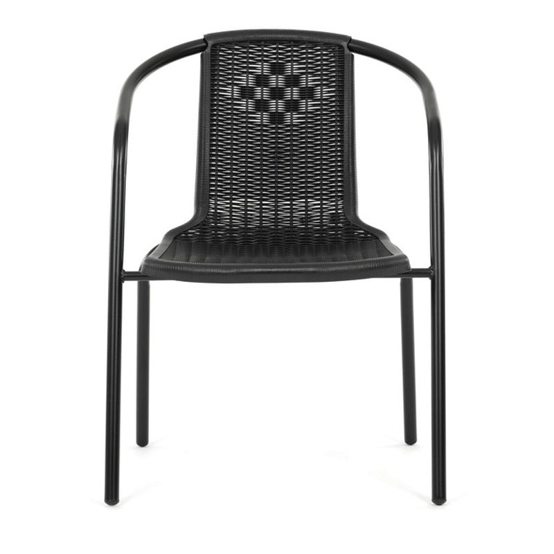 Záhradná stolička, kov, plast, čierna, AZC-H1001 BK