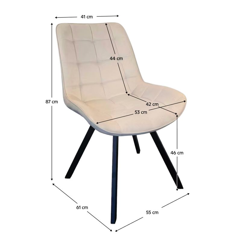 Jedálenská stolička, béžová Velvet látka, nohy kov čierny, SAMIRA