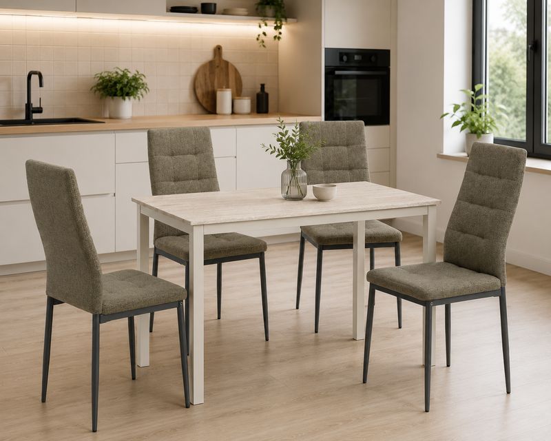Jedálenský set 1+4, 110x70cm, MDF, cashmere, látka hnedá, AUTRON