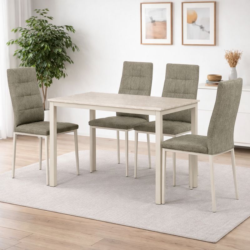 Jedálenský set 1+4, 110x70cm, MDF, cashmere, látka hnedá, AUTRON