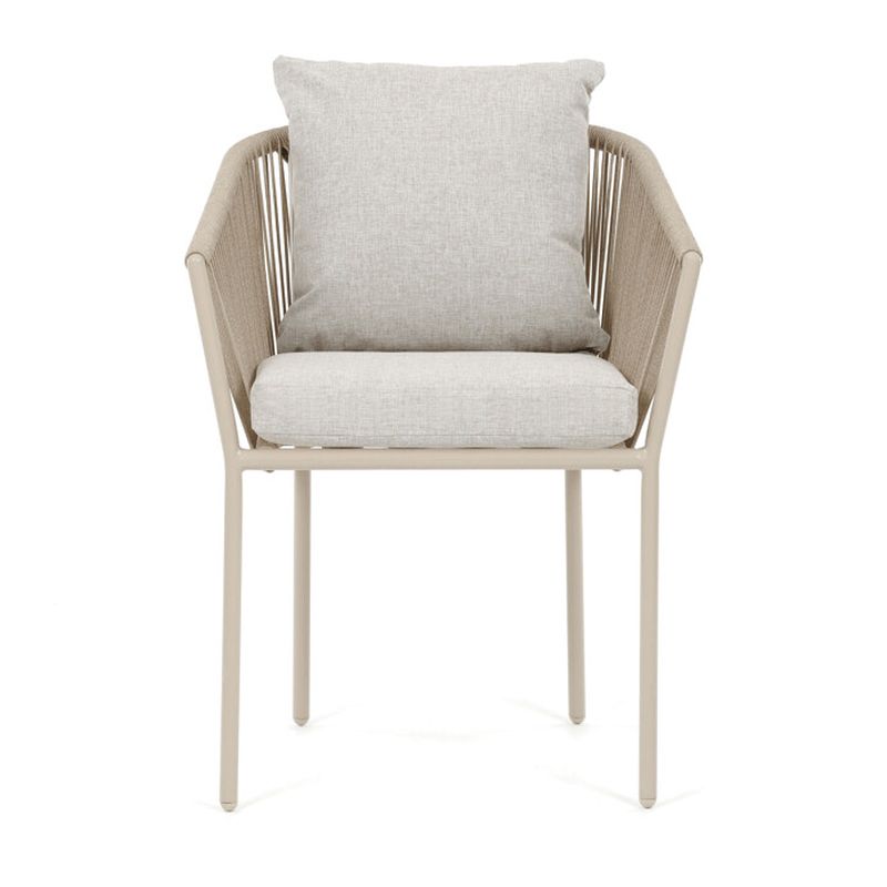 Záhradná stolička, hliník, látka béžová, AZC-C1179 CRM