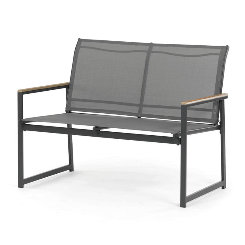 Záhradná zostava, kov, polywood, sieťovina, sivá, AZS-S1212 GREY