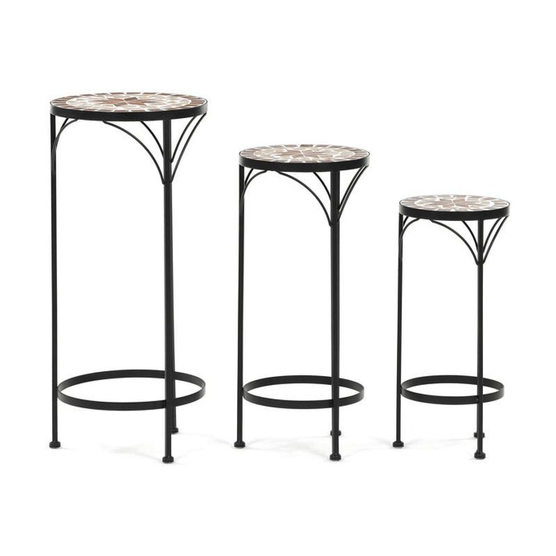 Stojan na kvety, sada, kov čierny, keramika, béžová, US1601