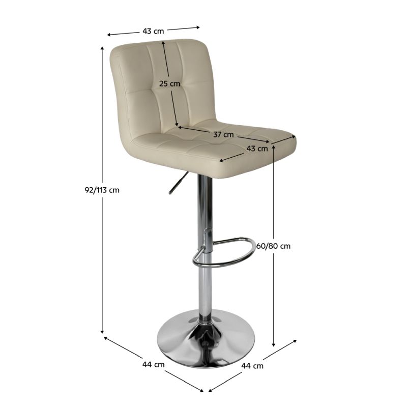 Barová stolička, béžová ekokoža, noha chróm, KANDY 2 NEW
