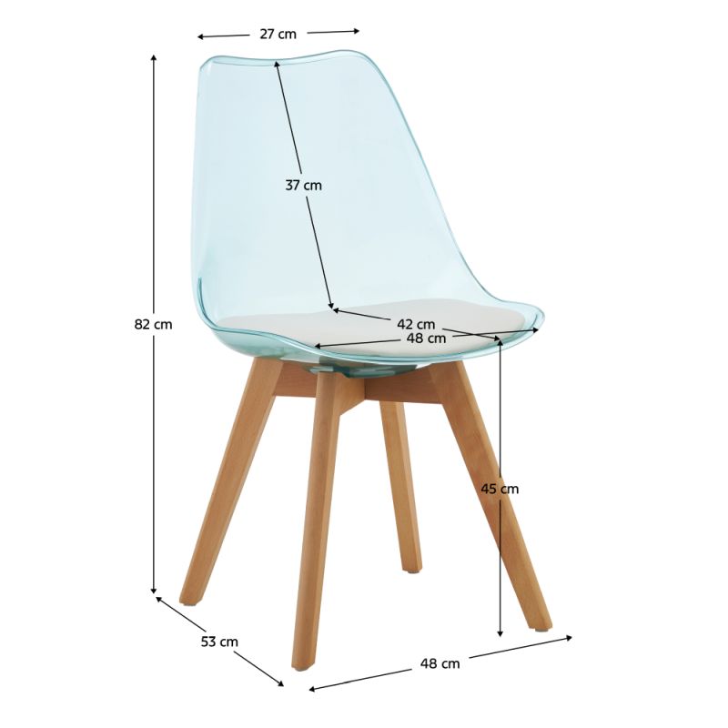 Stolička jedálenská, transparentná zelená, biela ekokoža, nohy buk, BALI 3