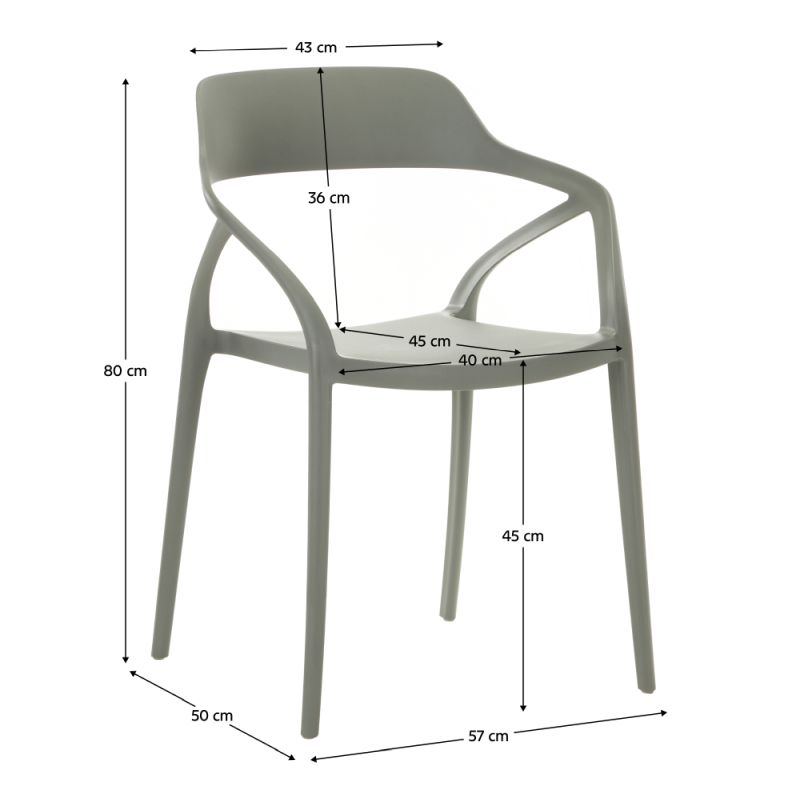 Stohovateľná stolička, sivý plast, ALFIO