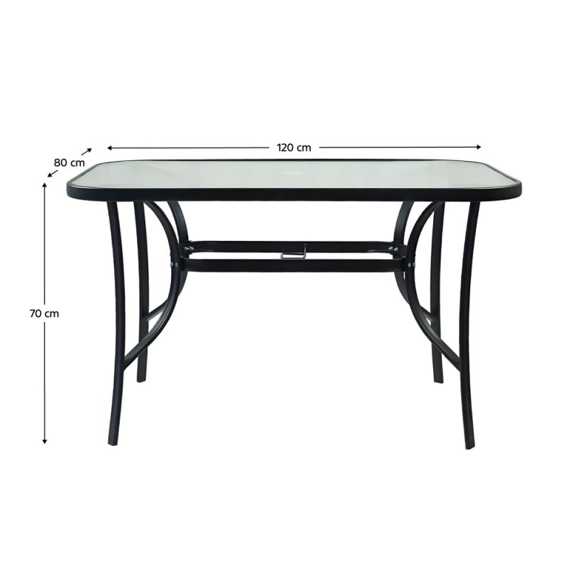 Jedálenský stôl, 120x80cm, sklo, čierny, DEMAT NEW