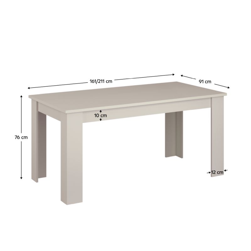 Jedálenský stôl, 161x91cm, rozkladací, DTD, kašmír, KAROS