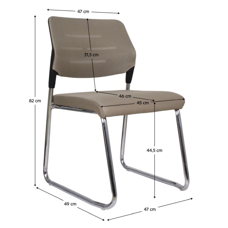Zasadacia stolička, svetlohnedá sieťovina, kov chróm, KLEDI