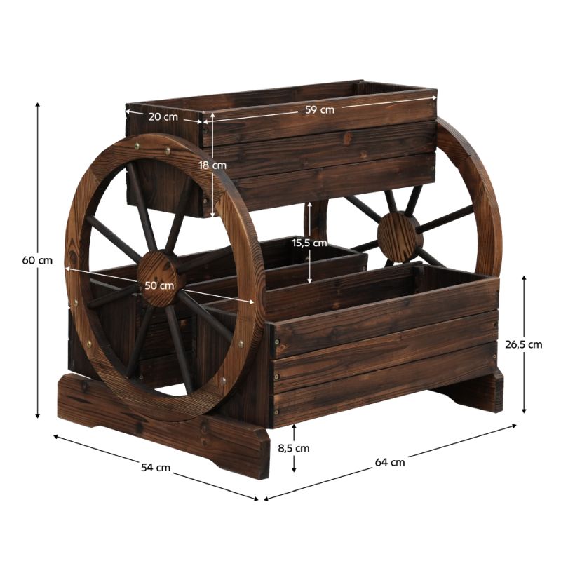 Drevený kvetináč, masív, hnedý, SABA