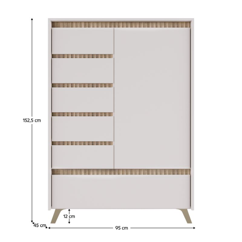 Komoda, 95cm, kašmír, dub sonoma, kombinovaná, LONGY REG1D5S1K