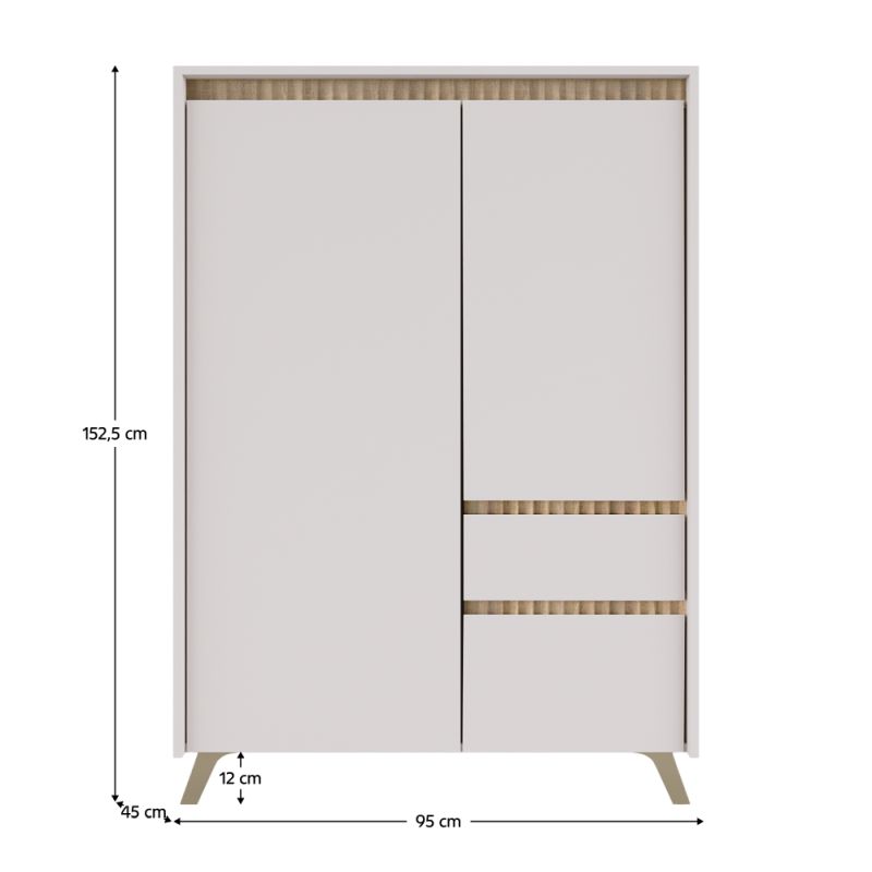 Komoda, 95cm, kašmír, dub sonoma, kombinovaná, LONGY REG2D1S1K